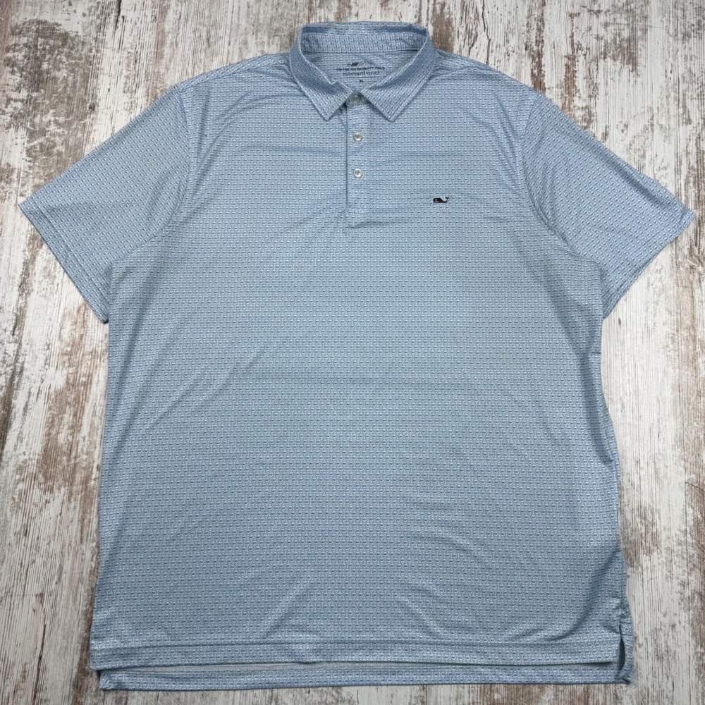 Vineyard Vines On-The-Go Sankaty Polo Mens XL AOP Whale Print Performance Golf - Picture 2 of 9